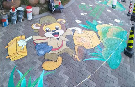 梨林夏季画地面彩绘会遇到的问题