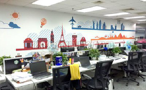 梨林教你设计办公室墙绘的方法。